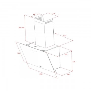 Teka DVN 94030 TTC WH Απορροφητήρας Καμινάδα 90cm Λευκός